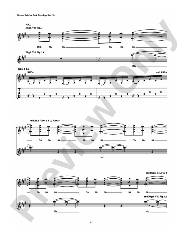 Take Me Back Then - Guitar TAB (Digital Download)