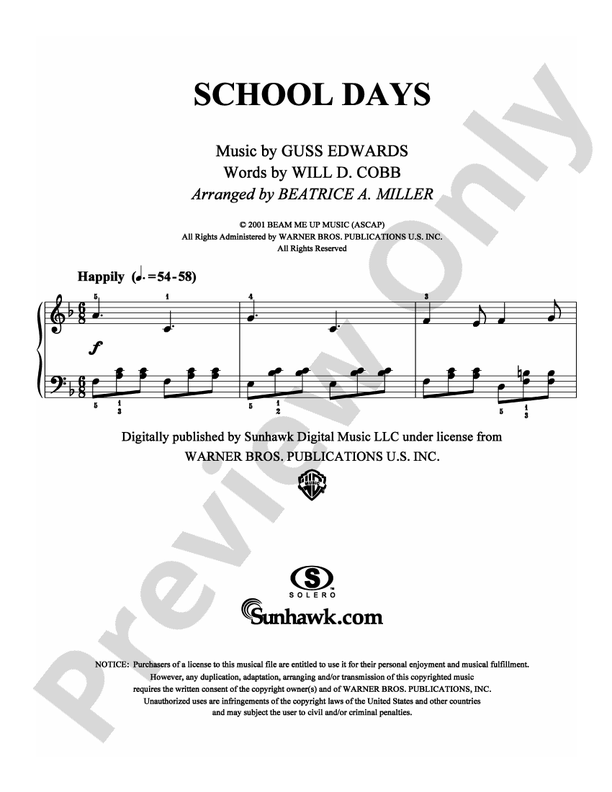 School Days - Piano (Digital Download)
