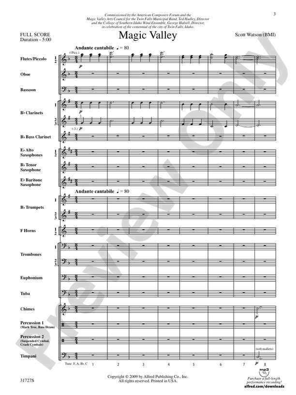 Magic Valley - Concert Band Conductor Score & Parts (Digital Download)
