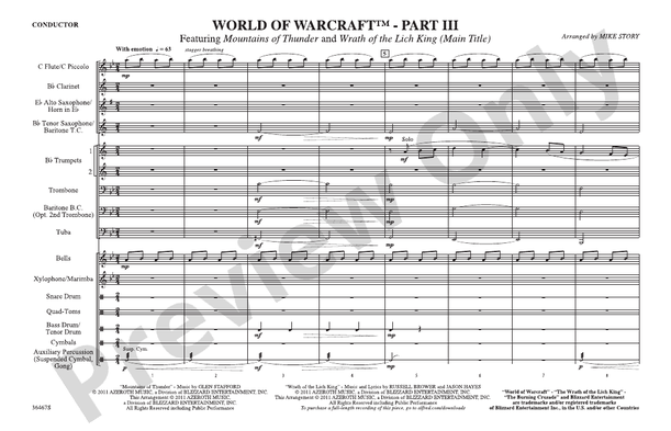 World of Warcraft, Part III – Marching Band Conductor Score & Parts (Digital Download)