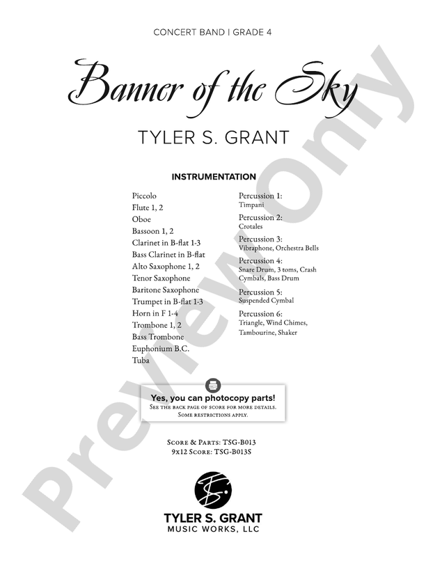 Banner of the Sky - Concert Band Conductor Score & Parts (Digital Download)
