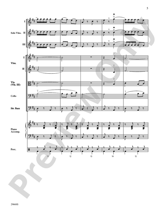 Bugler's Holiday for Three Violins and String Orchestra – String Orchestra Conductor Score & Parts (Digital Download)