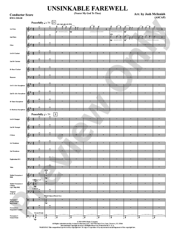 Unsinkable Farewell - Nearer My God to Thee - Concert Band Conductor Score & Parts (Digital Download)