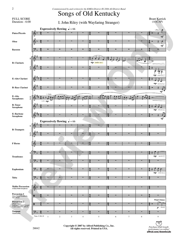 Songs of Old Kentucky - Concert Band Conductor Score & Parts (Digital Download)