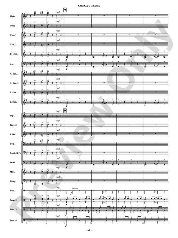 Conga Cubana - Concert Band Conductor Score & Parts(Digital Download)