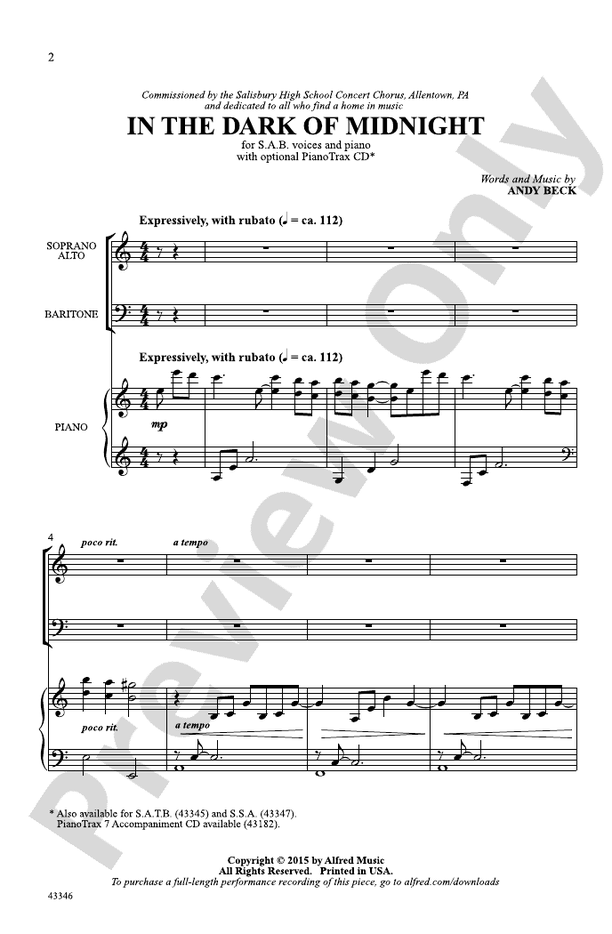 In the Dark of Midnight – SAB Choral Octavo (Digital Download)