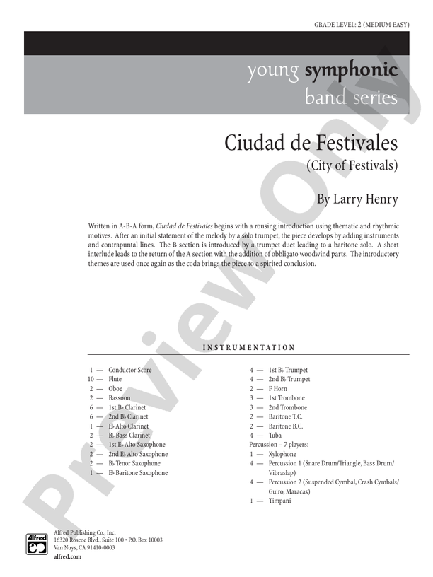 Ciudad de Festivales - Concert Band Conductor Score & Parts (Digital Download)
