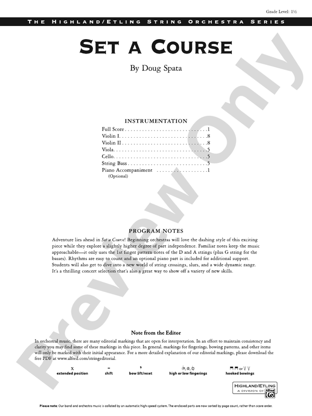 Set a Course - String Orchestra Conductor Score & Parts (Digital Download)