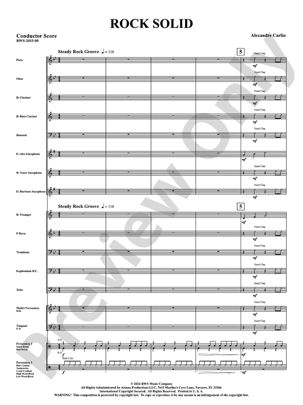 Rock Solid - Concert Band Conductor Score & Parts(Digital Download)
