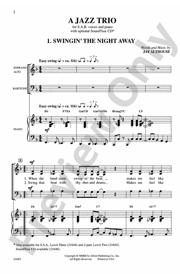 A Jazz Trio - SAB Choral Octavo (Digital Download)