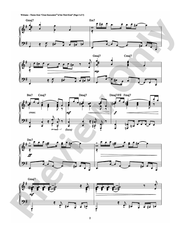 Close Encounters of the Third Kind (theme) - Piano (Digital Download)