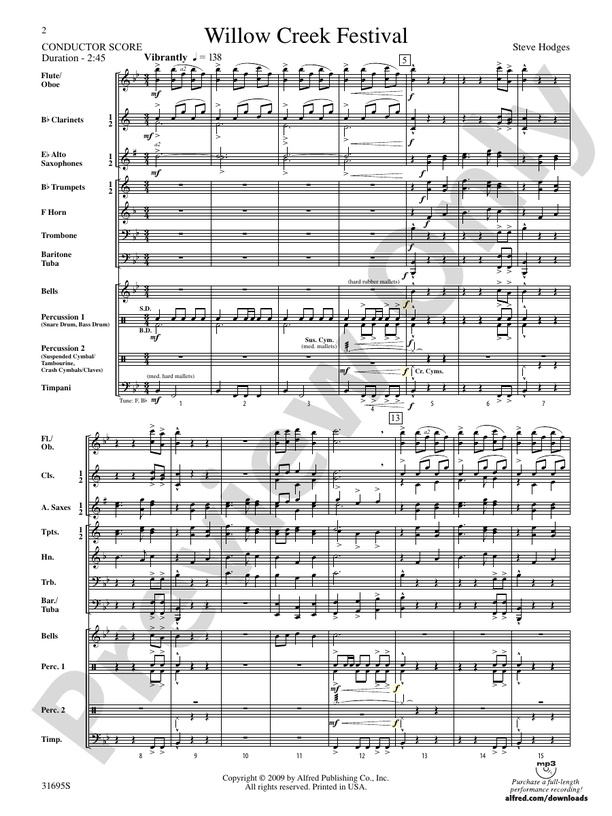 Willow Creek Festival - Concert Band Conductor Score & Parts (Digital Download)