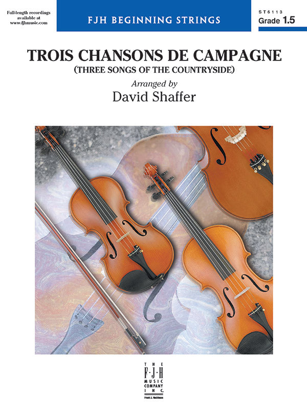 Trois chansons de campagne (Three Songs of the Countryside) - String Orchestra Conductor Score & Parts (Digital Download)
