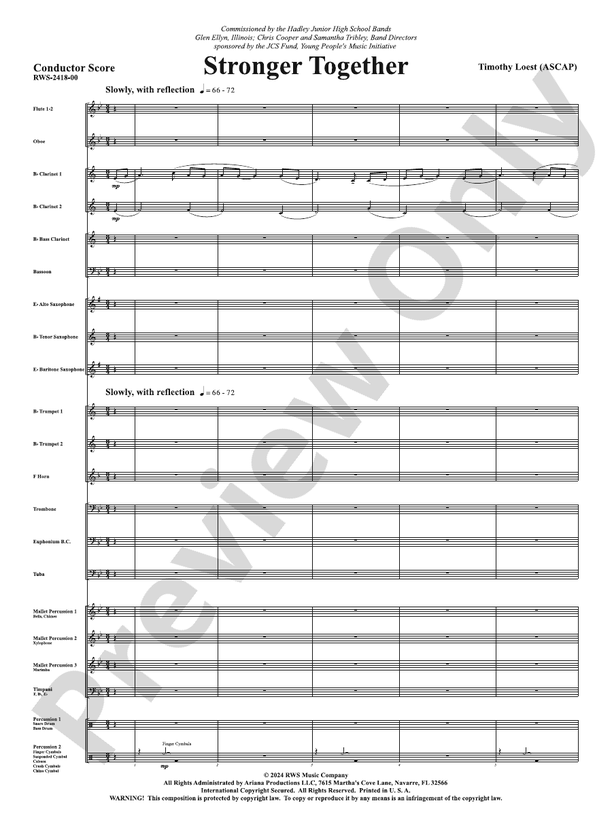 Stronger Together - Concert Band Conductor Score & Parts(Digital Download)