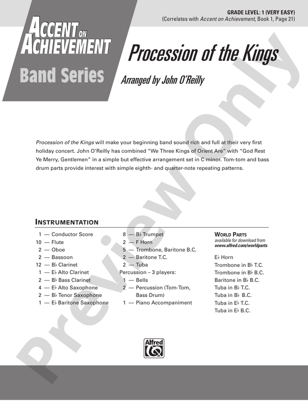 Procession of the Kings - Concert Band Conductor Score & Parts (Digital Download)
