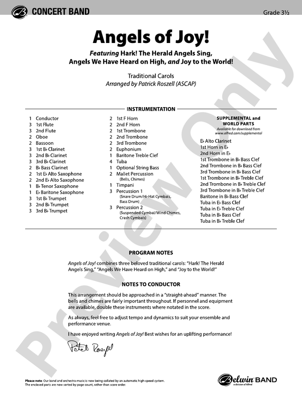 Angels of Joy! - Concert Band Conductor Score & Parts (Digital Download)