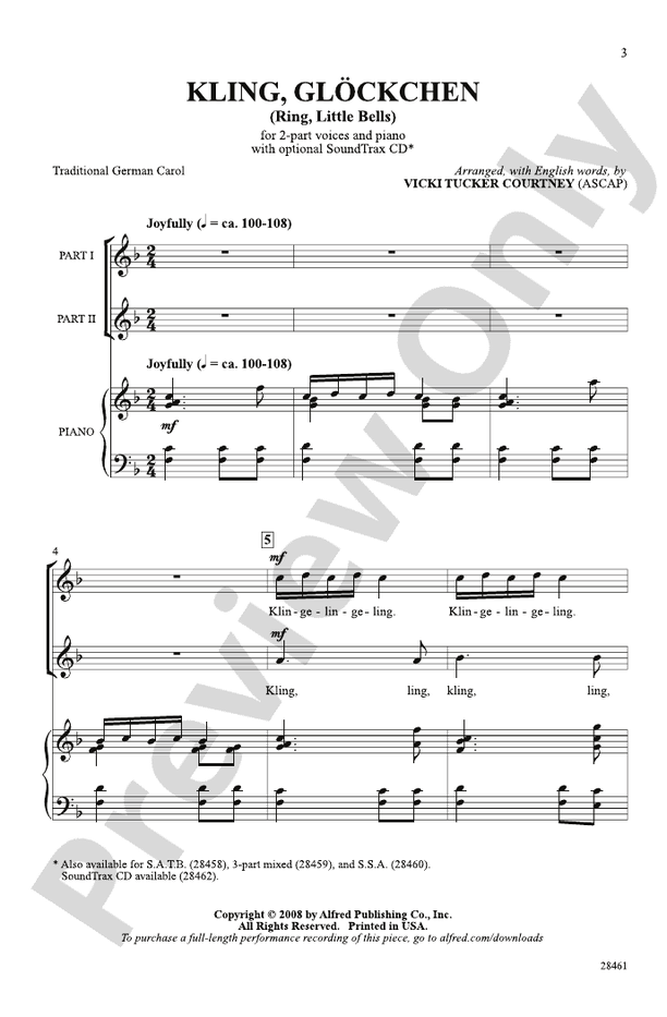 Kling, Glockchen (Ring, Little Bells) – 2-Part Choral Octavo (Digital Download)