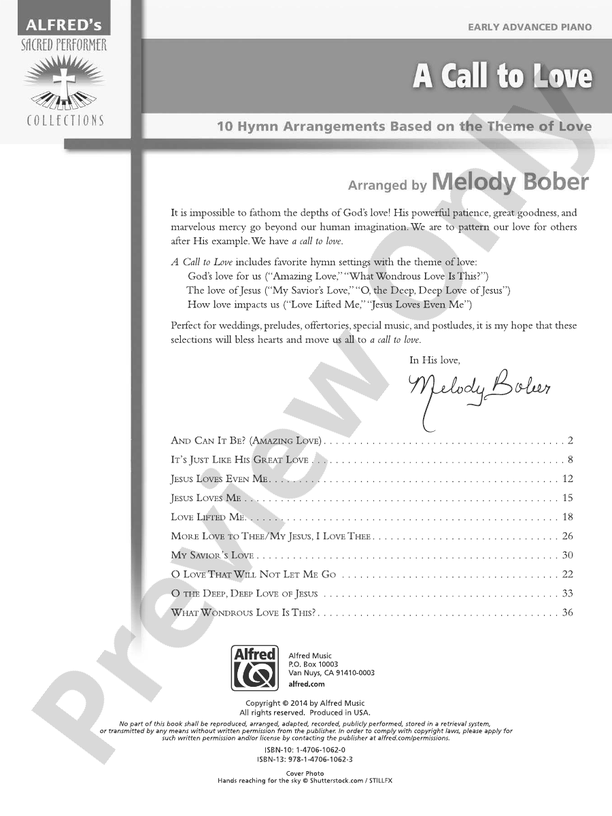 A Call to Love: 10 Hymn Arrangements Based on the Theme of Love - Piano (Digital Download)