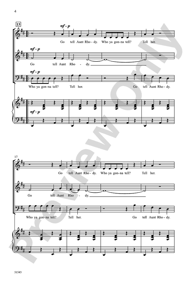 Go Tell Aunt Rhody - SAB Choral Octavo (Digital Download)