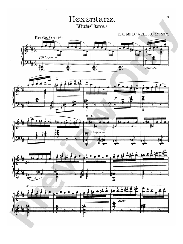 MacDowell - Witches Dance, Op. 17, No. 2 - Piano Solo (Digital Download)