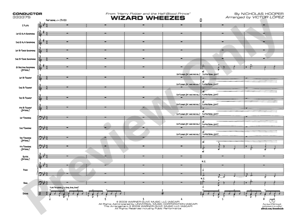 Wizard Wheezes (from Harry Potter and the Half-Blood Prince) - Jazz Ensemble Conductor Score & Parts (Digital Download)