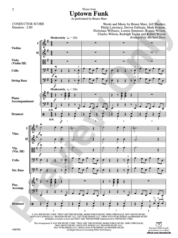 Uptown Funk, Theme from - String Orchestra Conductor Score & Parts (Digital Download)