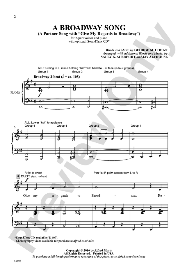 A Broadway Song - 2-Part Choral Octavo (Digital Download)
