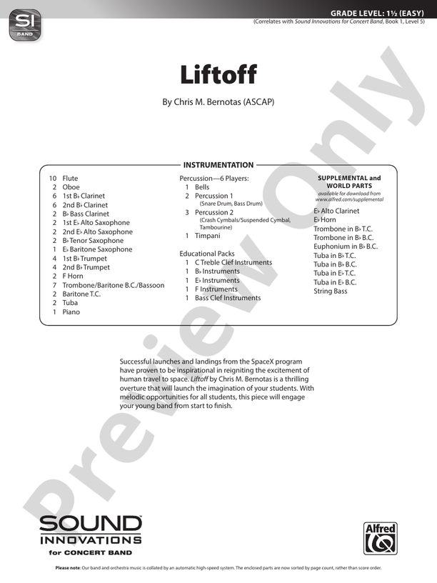 Liftoff - Concert Band Conductor Score & Parts (Digital Download)