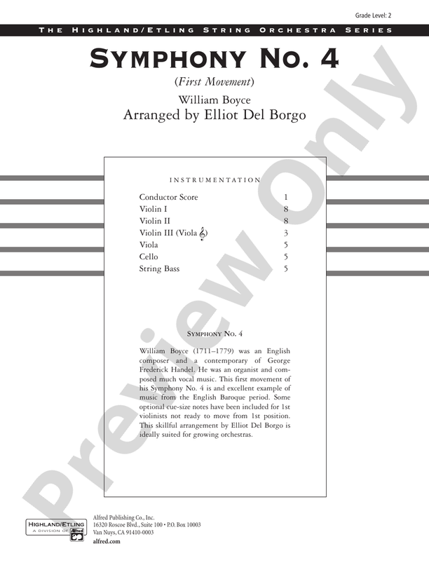 Symphony No. 4, 1st Movement – String Orchestra Conductor Score & Parts (Digital Download)