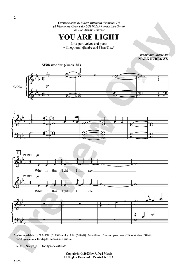 You Are Light - 2 Part Treble Choral Octavo (Digital Download)