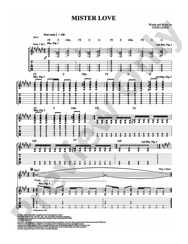 Mister Love - Guitar TAB (Digital Download)