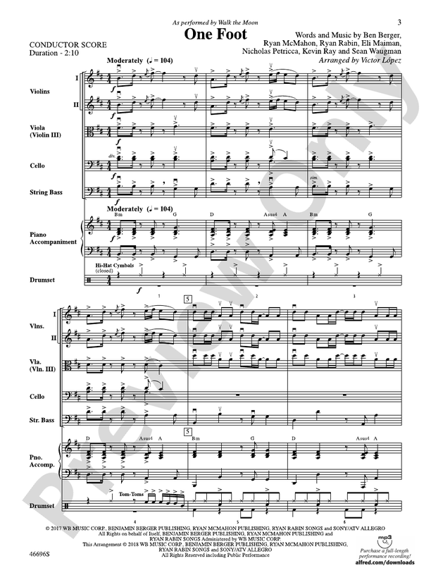 One Foot - String Orchestra Conductor Score & Parts (Digital Download)
