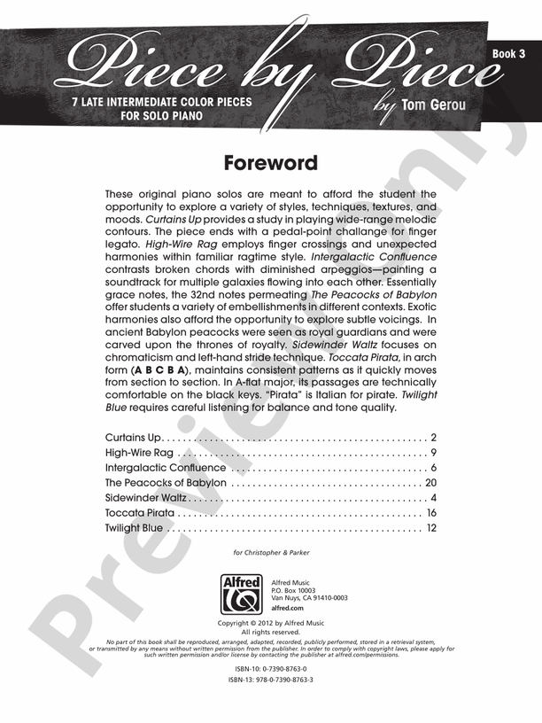 Piece by Piece, Book 3 - Piano (Digital Download)