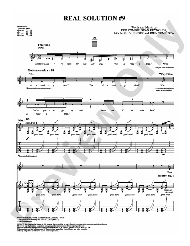 Real Solution #9 - Guitar TAB (Digital Download)