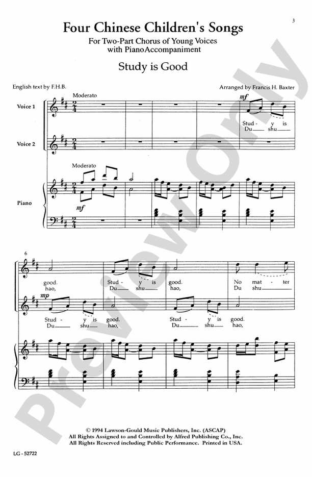 Four Chinese Children's Songs – 2-Part Choral Octavo (Digital Download)