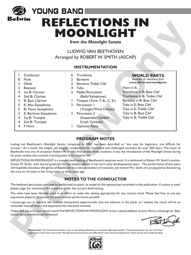 Reflections In Moonlight - Concert Band Conductor Score & Parts (Digital Download)