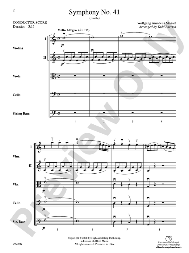 Symphony No. 41 – String Orchestra Conductor Score & Parts (Digital Download)