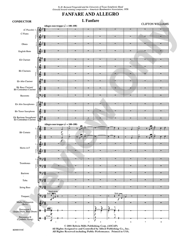 Fanfare and Allegro - Concert Band Conductor Score & Parts (Digital Download)