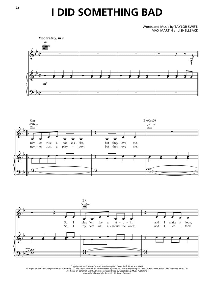 Taylor Swift - Reputation - PVG Hal Leonard 262694