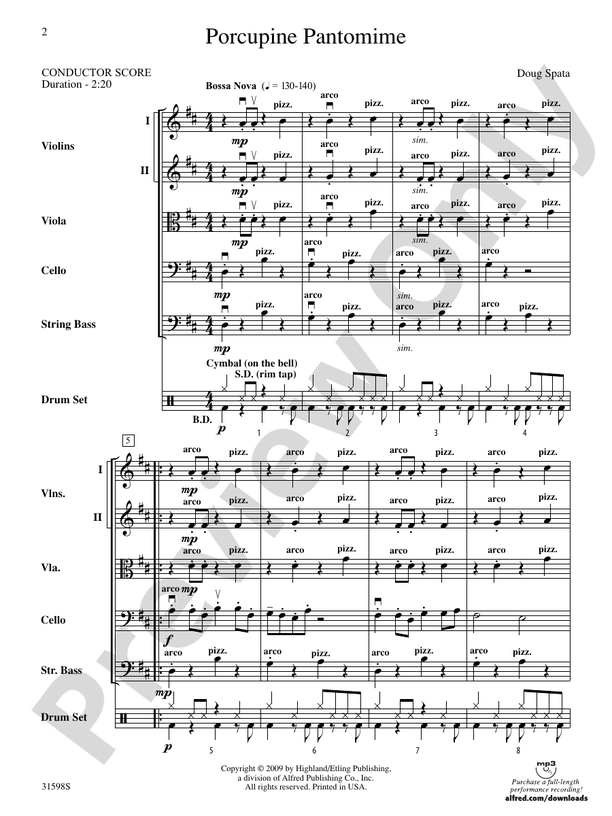 String Pantomne Porcupine Pantomime – String Orchestra Conductor Score & Parts (Digita