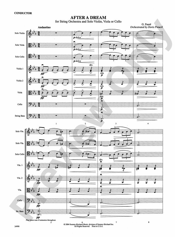 After a Dream – String Orchestra Conductor Score & Parts (Digital Download)