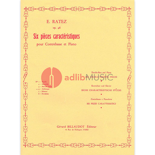 Ratez - Characteristic Piece Op46/4 Arabesque - Double Bass Billaudot CC997