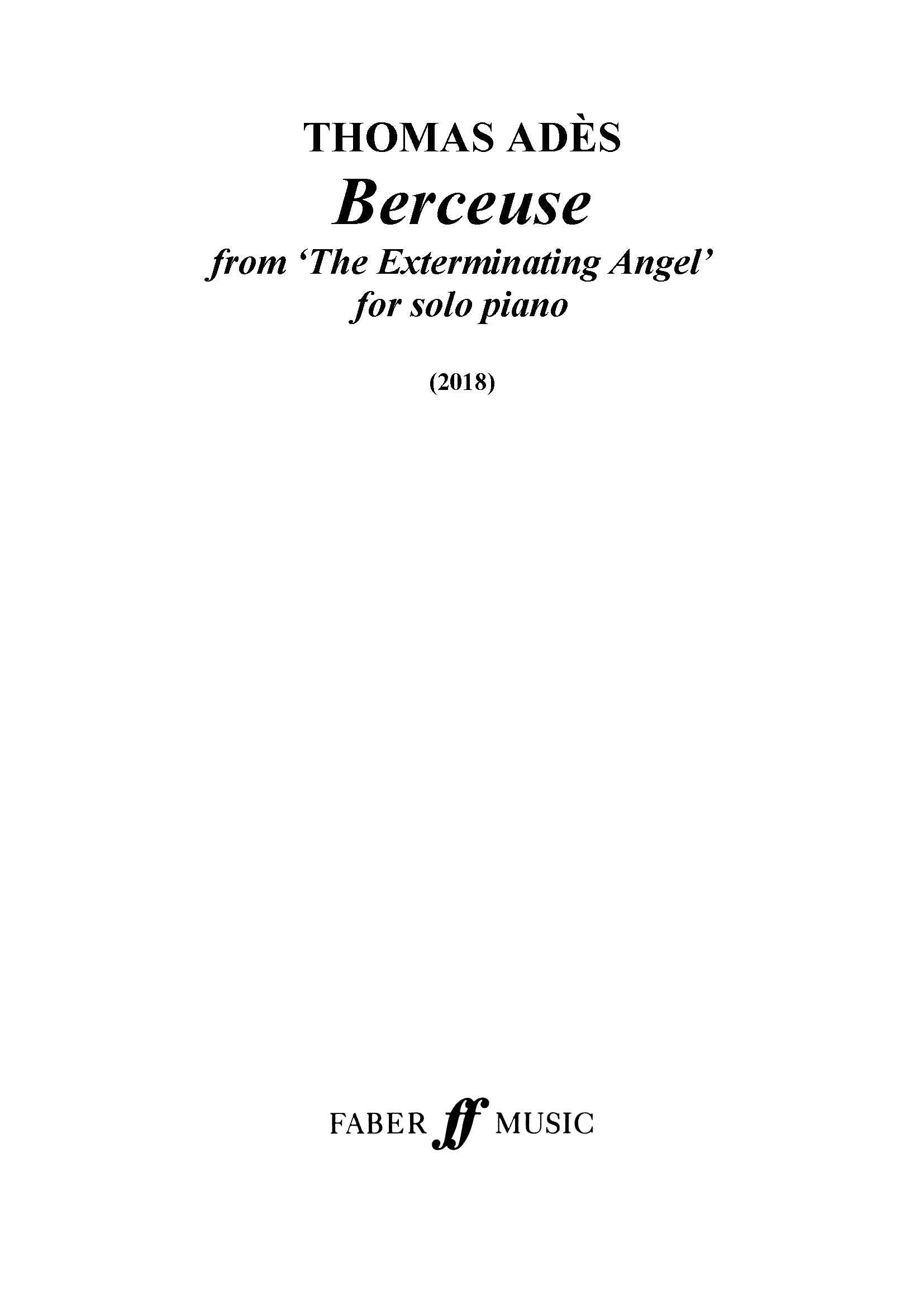 Berceuse (from 'The Exterminating Angel') - Piano Solo (Digital Download)