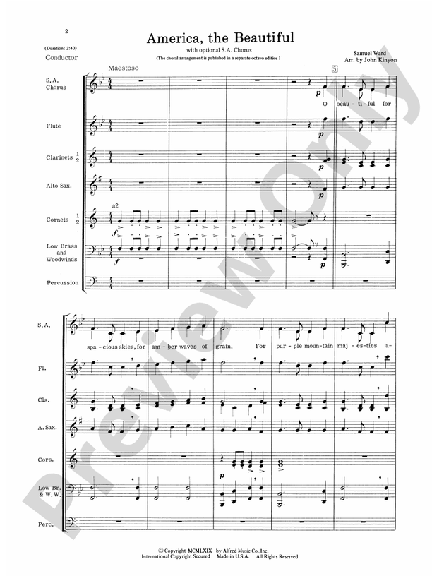America, the Beautiful - DSM-PK-0001969 - Concert Band Conductor Score & Parts (Digital Download)