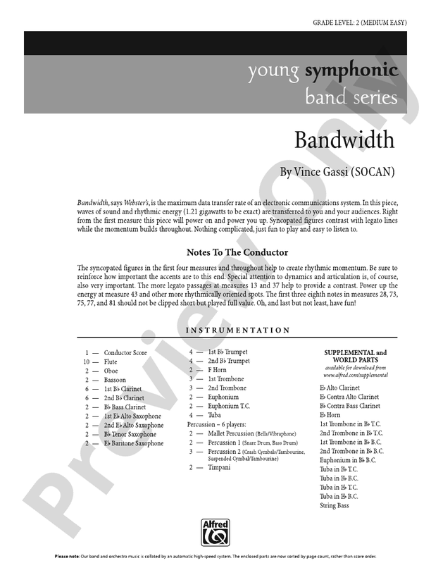 Bandwidth - Concert Band Conductor Score & Parts (Digital Download)