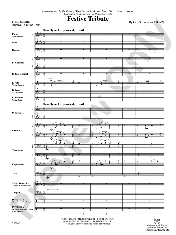 Festive Tribute - Concert Band Conductor Score & Parts (Digital Download)