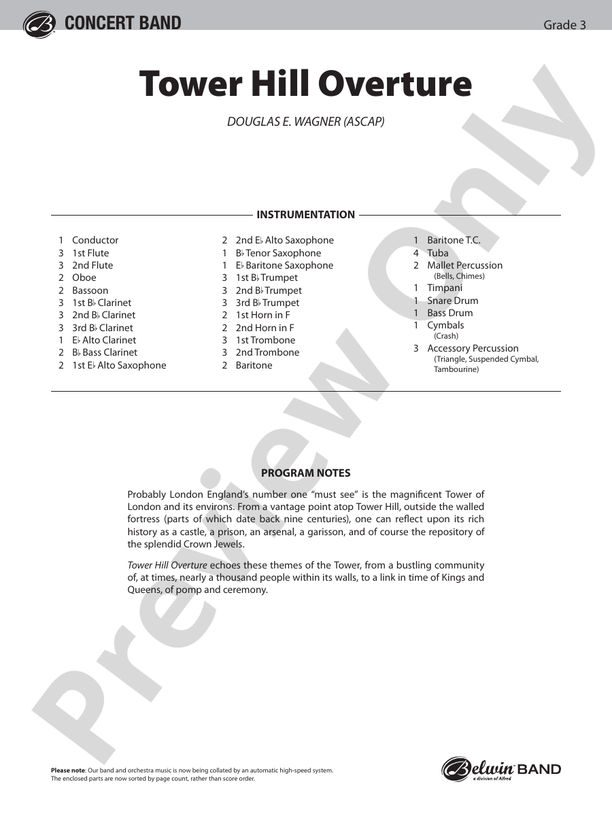 Tower Hill Overture - Concert Band Conductor Score & Parts (Digital Download)
