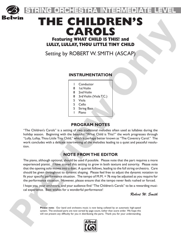 The Children's Carols – String Orchestra Conductor Score & Parts (Digital Download)