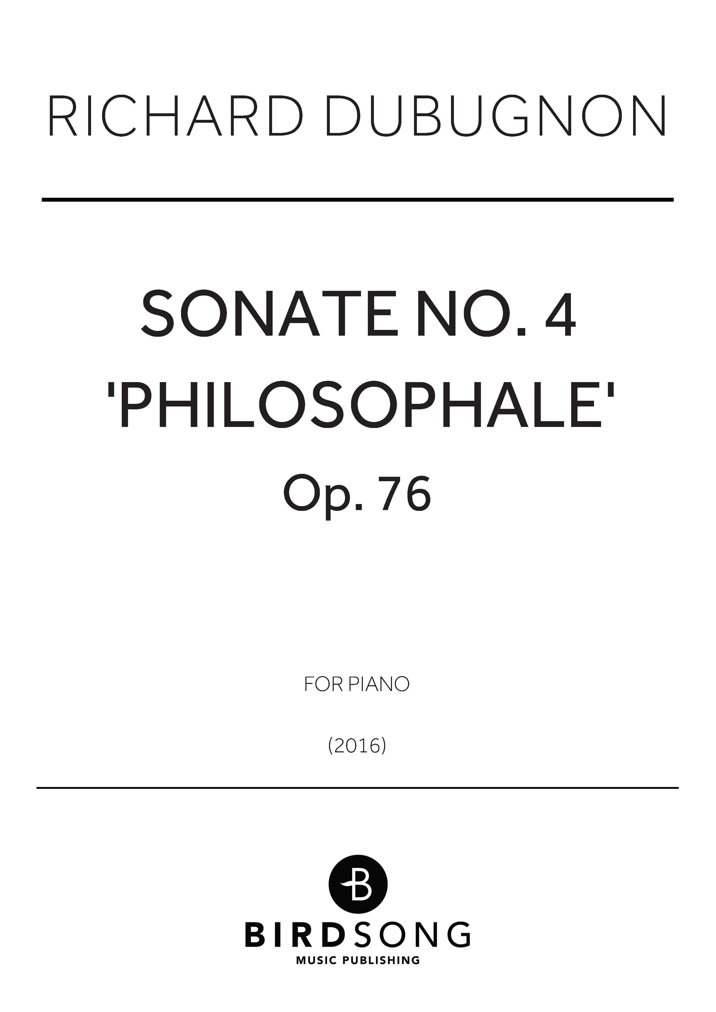 Dubugnon - Sonate No.4 "Philosophale" - Piano Solo (Digital Download)