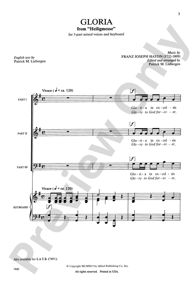 Gloria (from Heiligmesse) – 3-Part Mixed Choral Octavo (Digital Download)